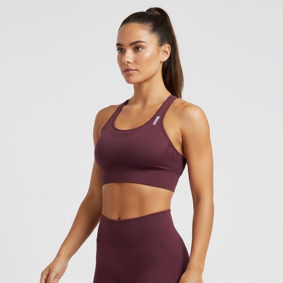 Gymshark Other - Gymshark Energy+ Seamless Sports Bra Burgundy Purple with padding Size L
